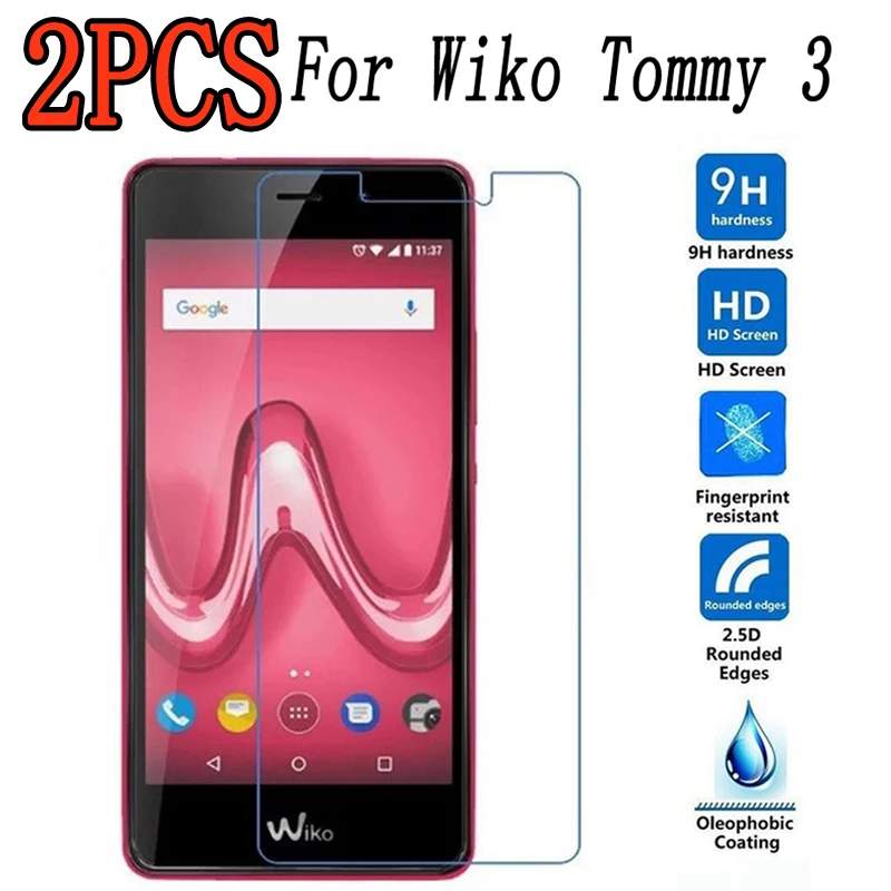 

2PCS Tempered Glass For WIKO TOMMY 3 Protective Film 9H Screen Protector Explosion-proof For WIKO TOMMY 3 TOMMY3