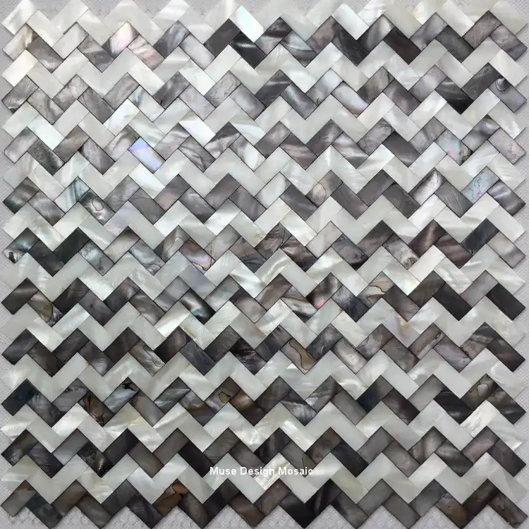 Wave Natural White Black Shell Mosaic Mother Of Pearl Kitchen