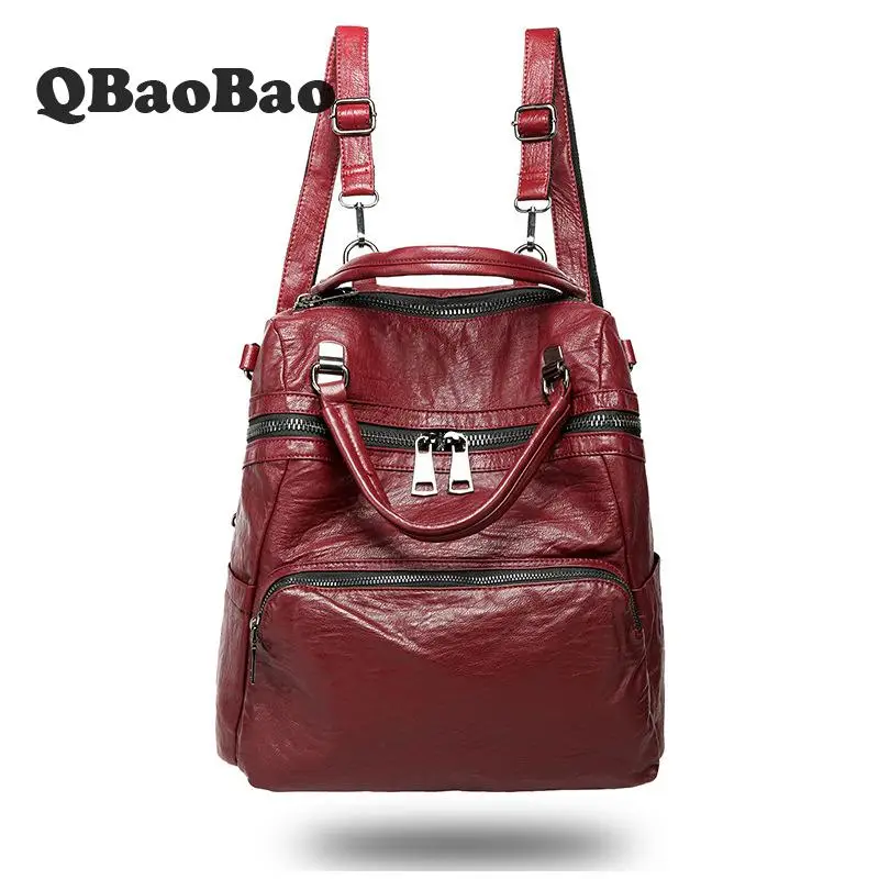 

Europe Ladies Leather Backpack Women Mochila Sheepskin Travel Bolsa Feminina School Bags Teenage Girl Backpacks