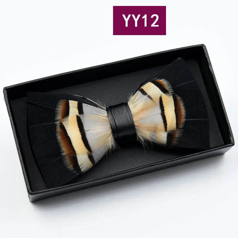 Мужские натуральные перья павлина ручной работы высокого класса модный галстук-бабочка воротник цветок красочные галстуки для мужской