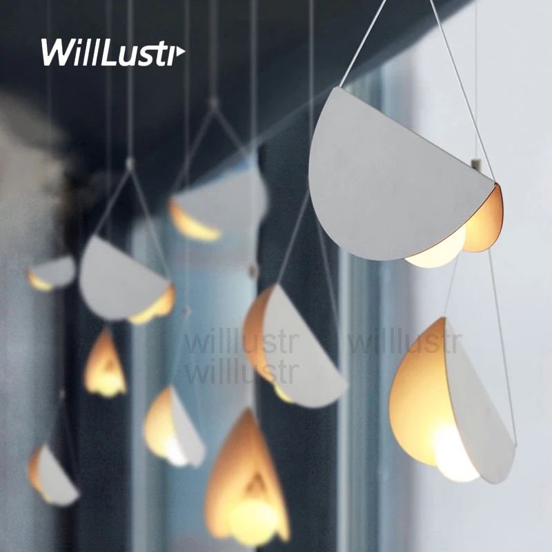 Flying Folded Paper Metal Origami Pendant Lamp Art Iron Suspension Light Cafe Dinning Room