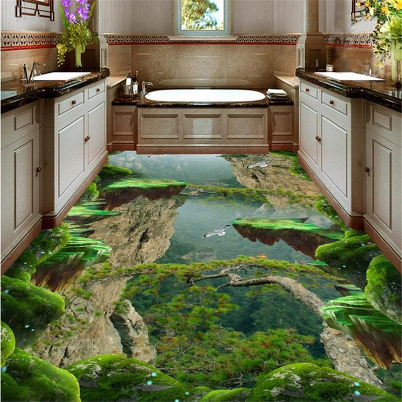 3d-stereoscopic-vinyl-flooring-waterproof-custom-3d-floor-wallpaper-Forest-Valley-vinyl-flooring-bathroom-modern-wallpaper