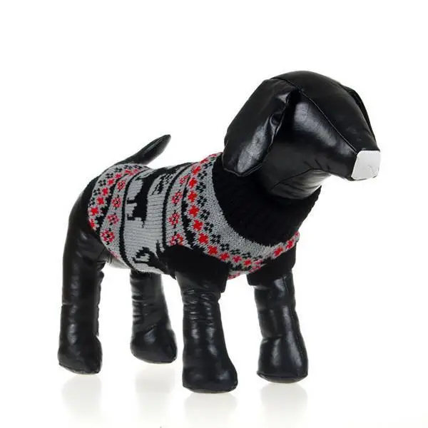 Модный свитер для щенков, собак, кошек, рождественских оленей, трикотажное пальто, одежда для щенков - Цвет: Черный