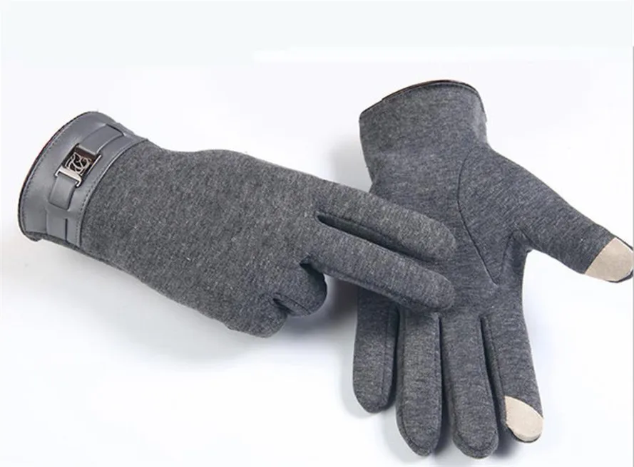 Бесплатная страуса зима Для мужчин полный палец смартфон перчатки для сенсорного экрана варежки Повседневное однотонные мягкие Экран