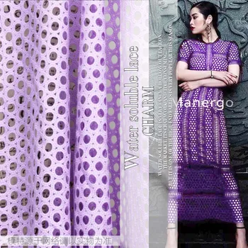 

super High-quality pink/purple circle mesh lace Embroidered fabric Hollow out cloth for dress African skirt