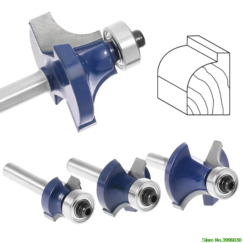 3 шт. радиус 1/" хвостовик круглый над бисероплетением фреза для отделки кромки Набор бит для деревообработки