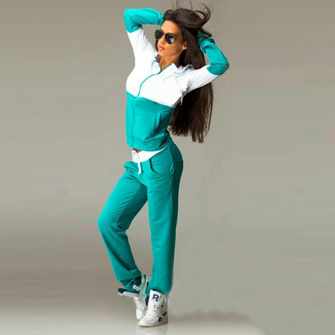2017 Spring Women Set Fashion Hoodie Zipper Two Piece Set