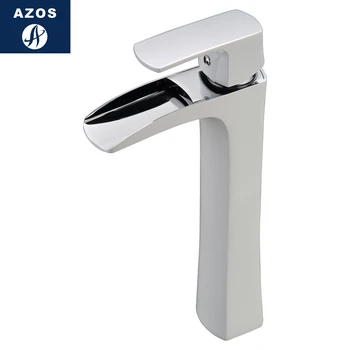 

Azos Above Counter Basin Faucet Waterfall Mixing Valve Brass White Cold and Hot Switch Balcony Basin Bathroom Cabinet SquareMPP