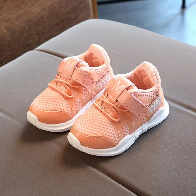MHYONS/Детские кроссовки мягкие удобные для маленьких мальчиков и девочек Air Mesh бег спортивная легкая обувь уличная школьная обувь - Цвет: Розовый