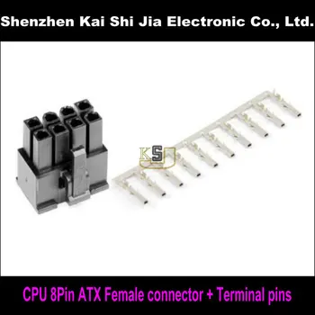 

Free shipping 50 Sets CPU 8 Pin ATX Female Connectors + 400PCS Terminal Long Leg Pins Plug