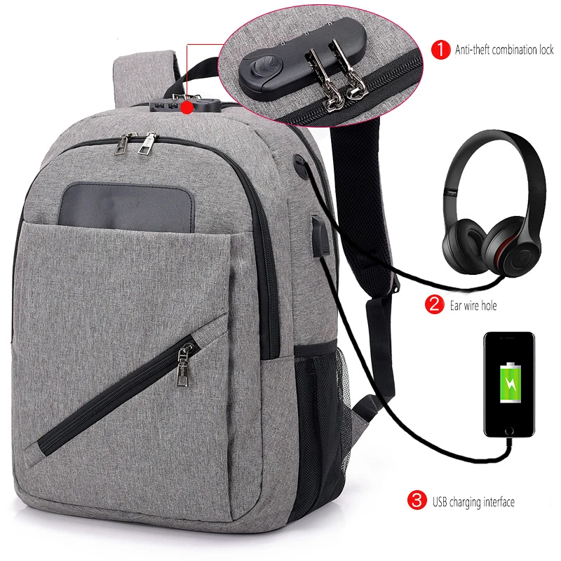 

women's fashion Password anti theft backpack USB Charging Men laptop bag Teenager Big Capacity Leisure Travel school bag