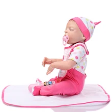 2016 NPK Collection 22 inch reborn babies girl doll lifelike full silicone sleeping girl toys kids birthday gifts free pacifier