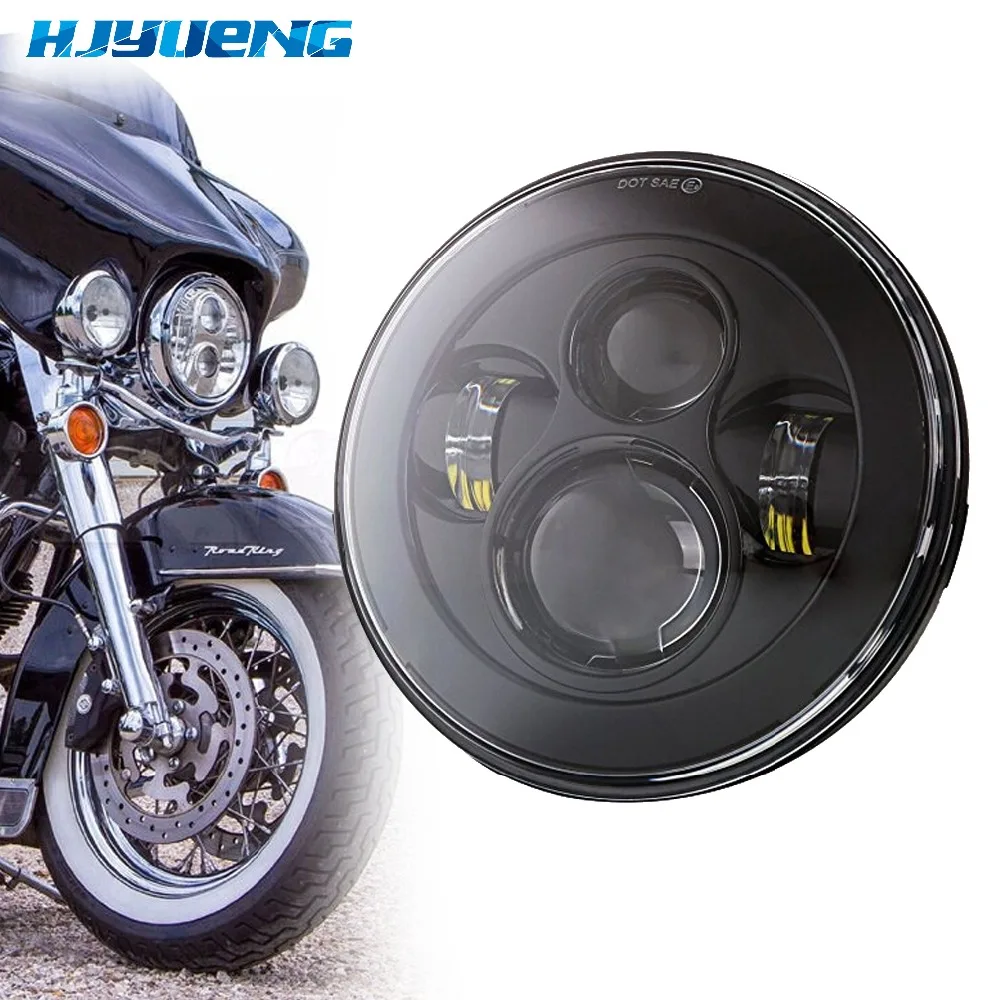 45w DOT E9 Mark Motorcycle Lighting 7Inch Round Projector Headlight LED
