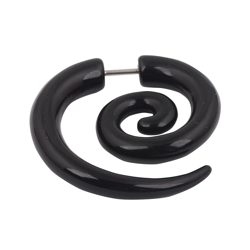 2017 New Free Shipping Black Spiral Fake Ear Plug Flesh Plugs cheater Tapers UV Acrylic Fashion Ear Piercing Body Jewelry