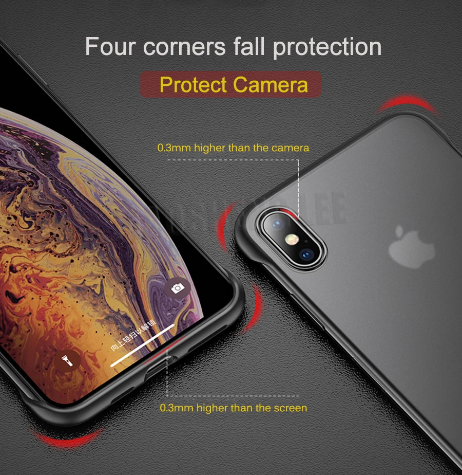 Прозрачный матовый чехол для iPhone X XS Max XR Ультратонкий с защитой от падения без
