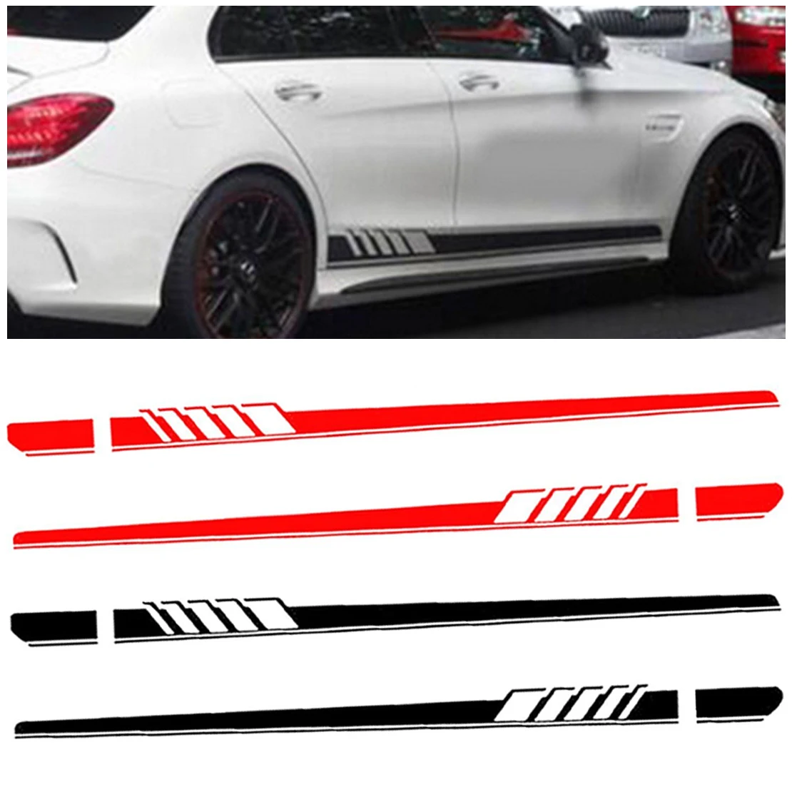 CITALL New 2pcs Car Side Body Vinyl Decal  Graphic Long 