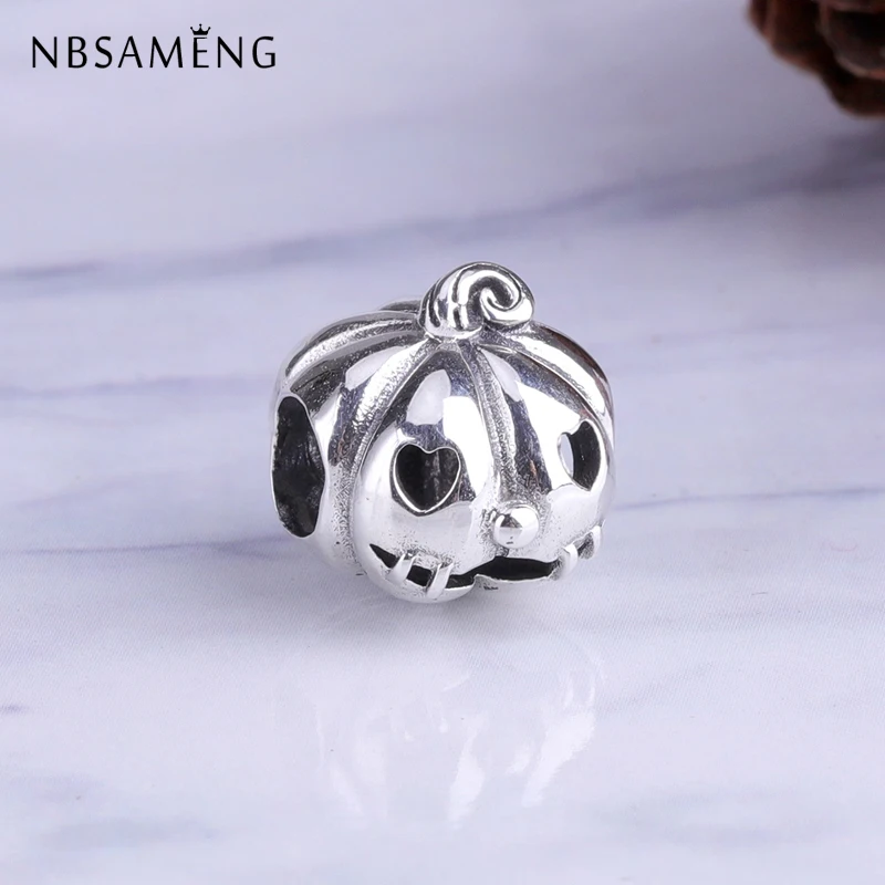 

NBSAMENG 100% 925 Sterling Silver Bead Halloween Sweet Pumpkin Charm Beads Fit Pandora Women Bracelets Diy Jewelry