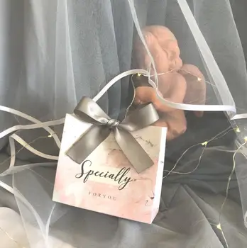 

50Pcs Mini Pink Marble Wedding Favors Gift Bags Candy Boxes Party Supplies Gift Box Return Present Box Chocolate Box Bomboniera