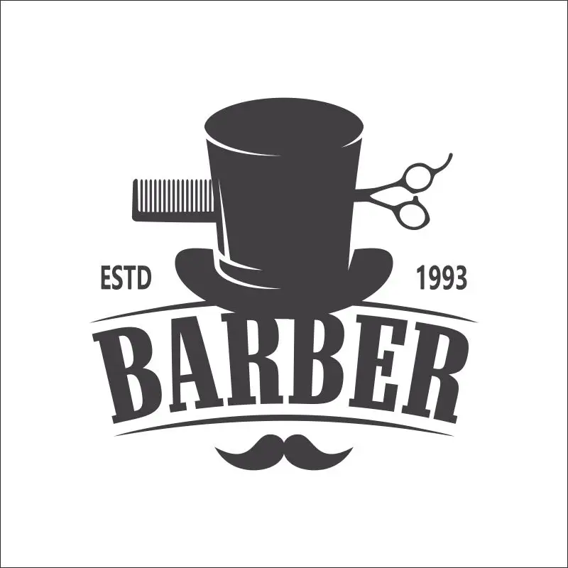 DCTAL hombre Barber Shop pegatina ESTD Chop Bread Decal Haircut pelo Clipper afeitar vinilo Wall Art decalques decoracion 1111