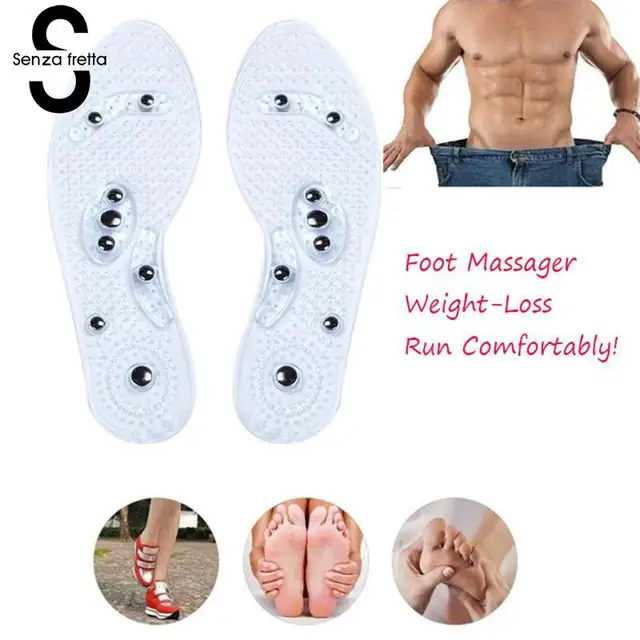 Special Price Senza Fretta Magnetic Massage Foot Shoe Gel Insoles Women/Men Unisex Acupressure Slimming Insoles Comfort Foot Care Relaxation