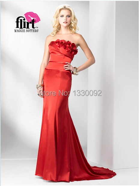 Crazy Sell New Arrival A-Line Strapless Flowers Sleeveless Taffeta Court Train Floor-Length Formal dresses Evening Dresses | Свадьбы и