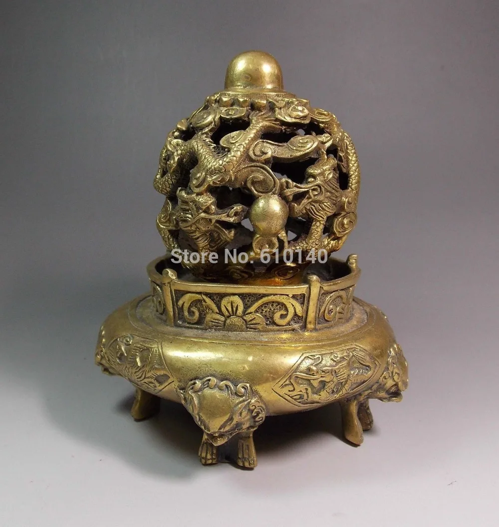 

China copper three foot incense burner dragon figure