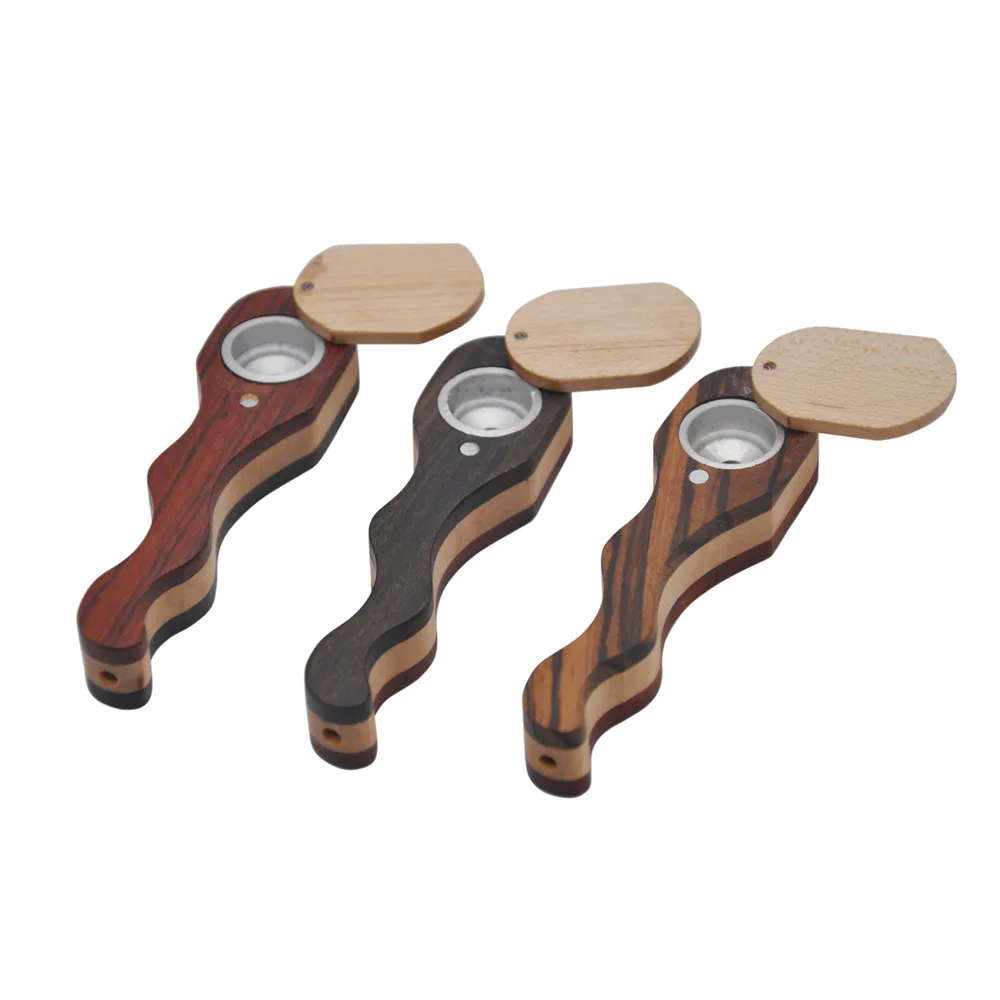 

Portable Unique Curve Shape Wooden Smoking Pipe Wood Tobacco Pipes Cigarette Holder Handmade
