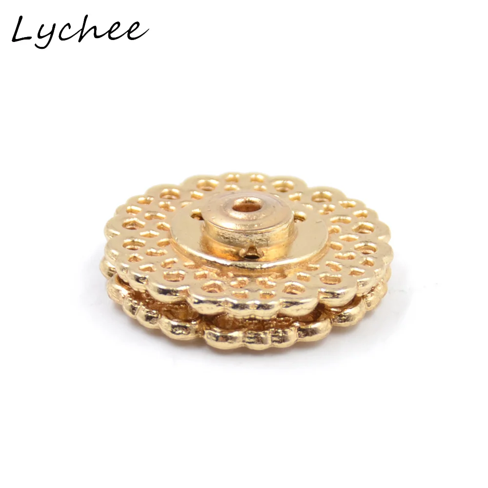 Lychee 5 шт. 21 мм Цветок круглой формы полые металлические кнопки для женщин DIY ремесло одежда украшения дома пуговицы