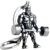 Фитнес-Шарм, брелок, винтажный, серебряный, для мышц, для мужчин, спортивный, удерживает штангу, нержавеющая сталь, ключ для автомобиля, для спортзала, кошелек, ювелирное изделие, выпускной подарок