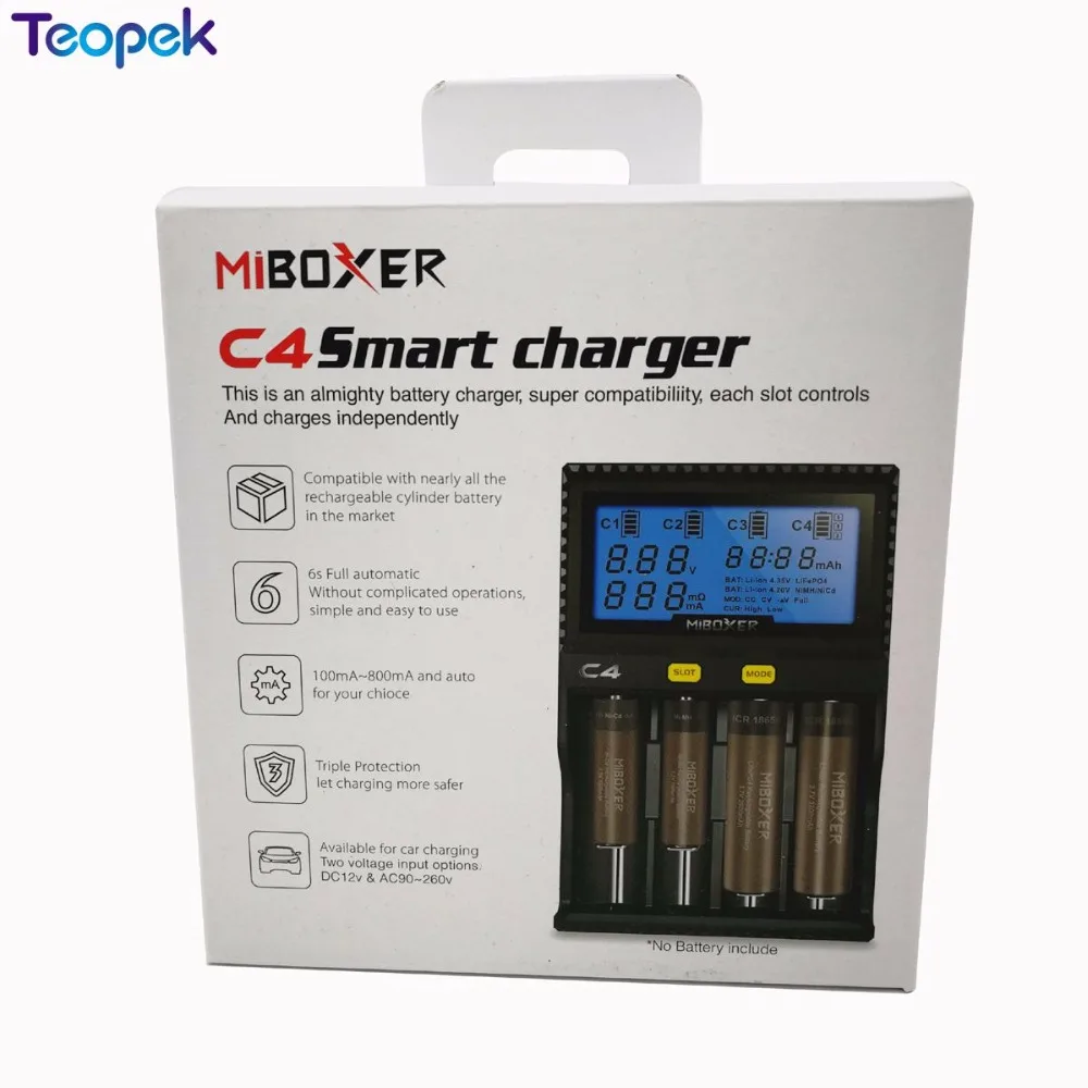 Miboxer C4 lcd зарядное устройство для литий-ионных/IMR/INR/ICR/LiFePO4 18650 14500 26650 AAA 3,7 1,2 V 1,5 V PK VC4