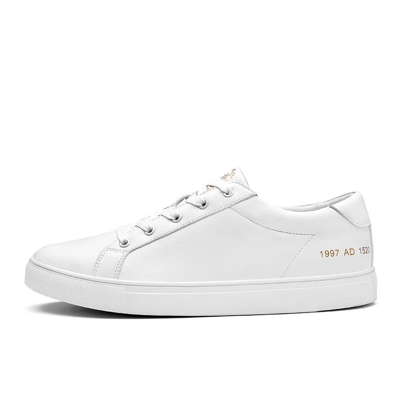 SUROM Men's Autumn Winter Sneakers Fashion Board Shoes Super Fiber Leather Krasovki White Color Brand Casual Shoes Laces Flats