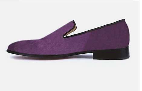 Фиолетовые замшевые мужские Мокасины модная повседневная обувь Для мужчин Нарядные туфли без застежек US6-13 высокое качество квадратный носок Для мужчин Лоферы размера плюс - Цвет: as picture