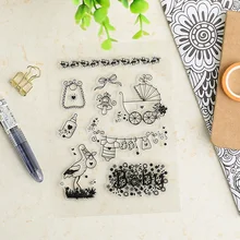 cartoon baby pram life items transparent silicone clear stamp for scrapbooking DIY craft decoration stamp kids stationery