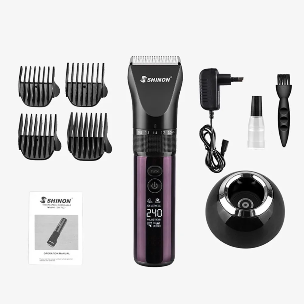 

SH-7627 Electric Hair Clipper Rechargeable LCD Digital Hair Cutter Trimmer with Guide Combs Universal Barber Haircut Tool