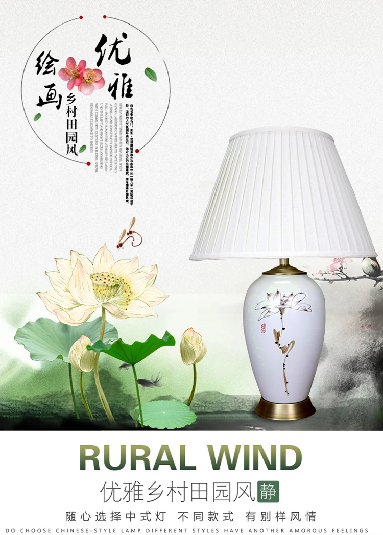 Vintage chinese bedroom living room wedding table lamp Jingdezhen porcelain ceramic table lamp art jar table lamp (3)