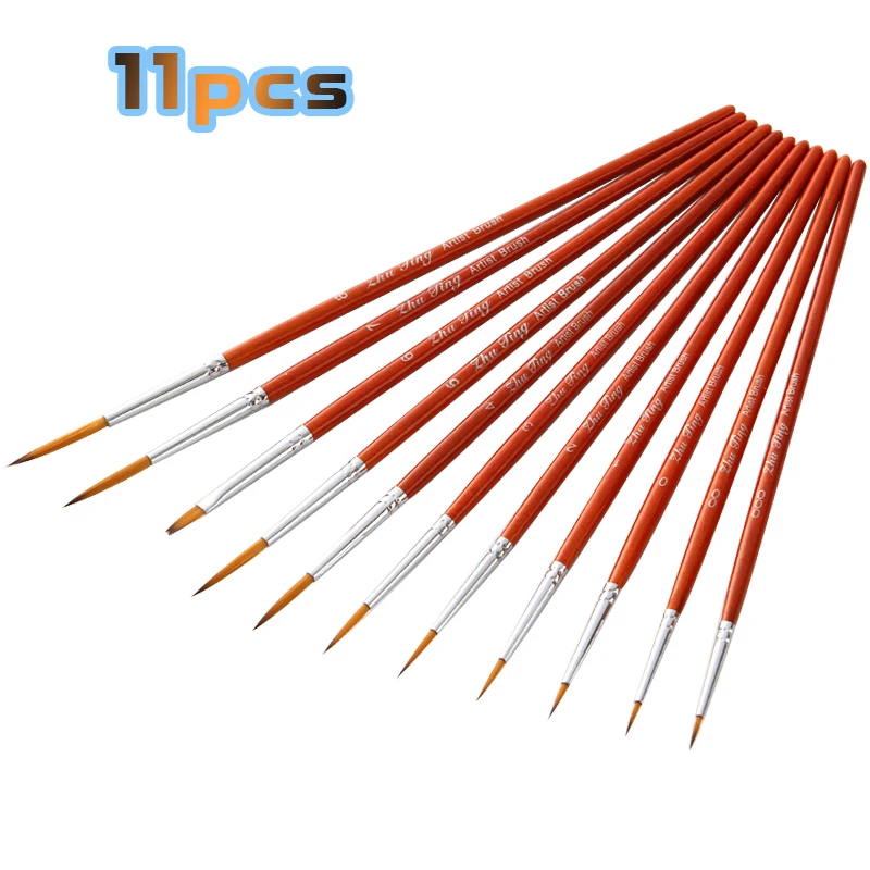 

11Pcs/set Excellent Quality Nylon Hair Brush Hook Line Pen Watercolor Acrylic Painting Drawing Art Pen Paint Brush Nylon Brush