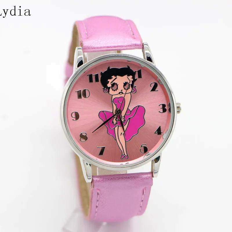 Dropshipping WristWatch for Women ladies Leather watch Band Betty Boop Pattern Stylish Watches Casual Reloj