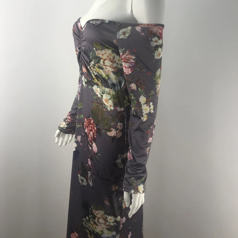 Sunbaby элегантные модные с длинным рукавом серый цветочный shoulderless платья для беременных фотографии одежда для беременных