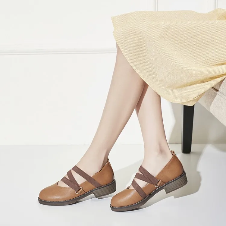 Туфли-лодочки новые стильные весенне-осенние повседневные женские туфли на низком каблуке с эластичной лентой и круглым носком, большие