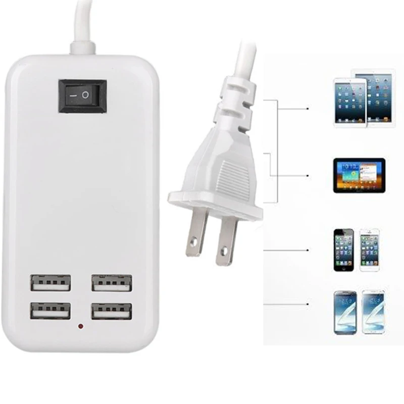 Zerosky EU/US штекер 5V3A 4 порта USB настенное зарядное устройство AC адаптер питания 1 5 м