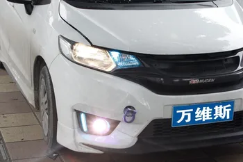

LED DRL daytime running light(2 optinals) + COB angel eye(6 optionals) + halo fog lamp + projector lens for Honda fit jazz 2014