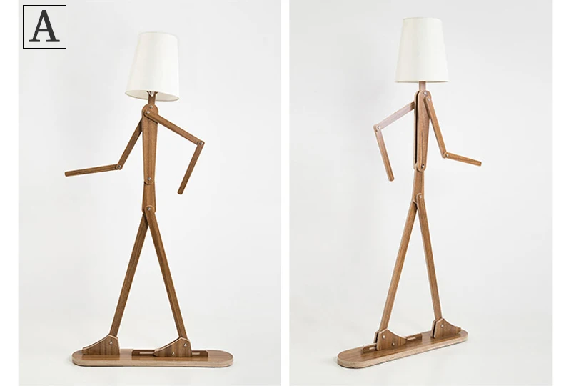 Creative Human Figure Floor Lamps Wooden Log Fabric Stand Light Living Room Bedside Piano Lighting Nordic E27 Standing Lights (12)