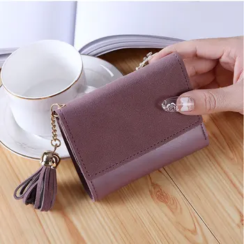 

Women Tassels Hasp Triple Fold Wallet Coin Card Cash Invoice Small Purse Short Clutch Wallets FA$1 Women bag