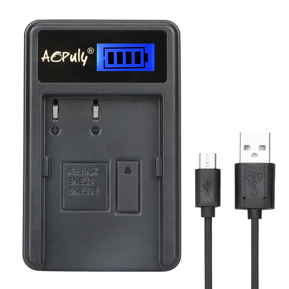 

AOPULY EN-EL3e Charger ENEL3e EN EL3e USB LCD Battery Charger for Nikon D70 D90 D80 D100 D200 D700 D50 MH-18A Digital Camera