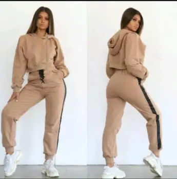 

BKLD Women Tracksuit 2018 Fashion New Hooded Sweatshirt Long Sleeve Crop Tops+Drawstring Pants Suit Autumn Winter Clothing Set
