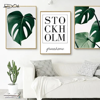 

Artdom No Frame Nordic Minimalism Green Plant Leaves Canvas Painting Wall Art Print Poster Wall Pictures Home Decor