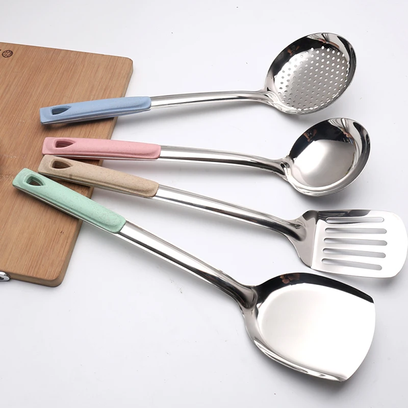 

Wheat Straw+Stainless Steel Colorful Cooking Slotted Turner/Shovel/Strainer/Soup Spoon KitchenTools Utensil Kitchenware Cookware