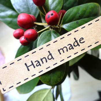 

120Pcs Hand Made Dotted line frame Cake Packaging Sealing Label Kraft Sticker Baking DIY Gift Box Rectangle Stickers M1208