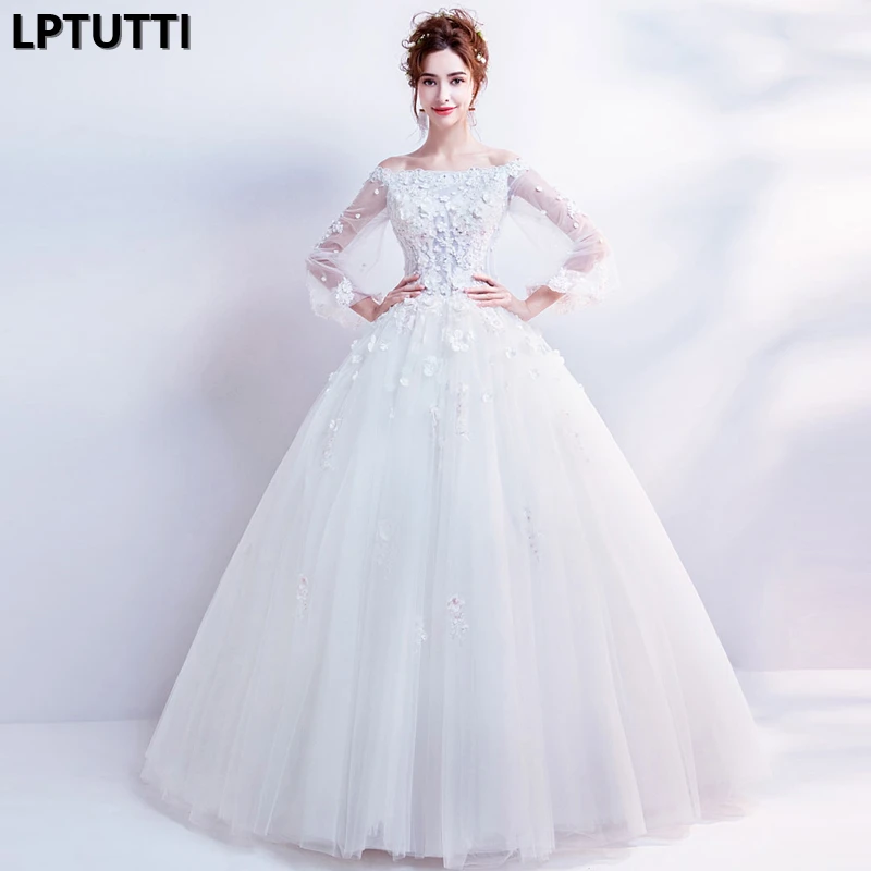 

LPTUTTI Appliques Embroidery New Vintage Princess Bridal Marriage Gown Bride Simple Party Events Long Luxury Wedding Dresses