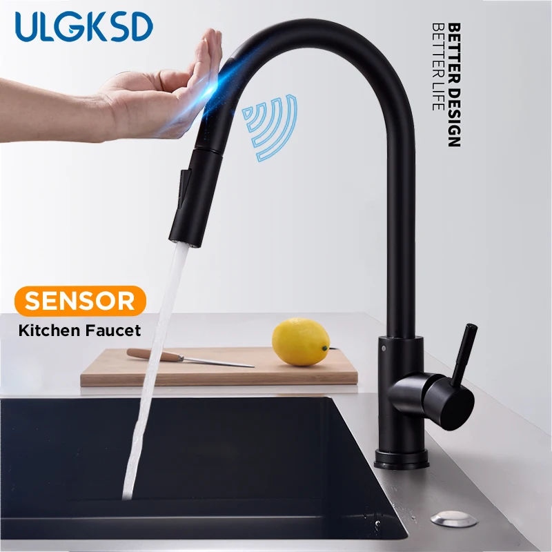 

Stainless Steel Kitchen Faucets Lead-free Pull Out Smart Mixer Tap High Arc Sprayer Touch Sensor Kitchen Faucet Water Filter